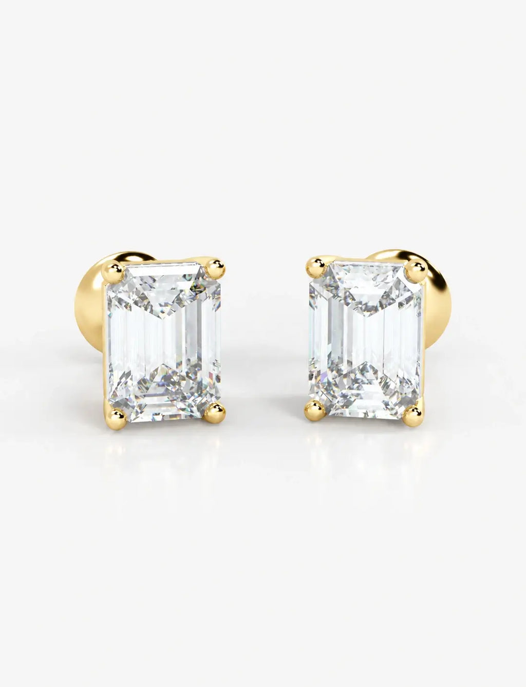 Emerald Diamond Graff Push Stud Earring D/VS2 2.80 Carat IGI Lab Grown Diamond Earring In 18K Yellow Gold- UK Hallmarked