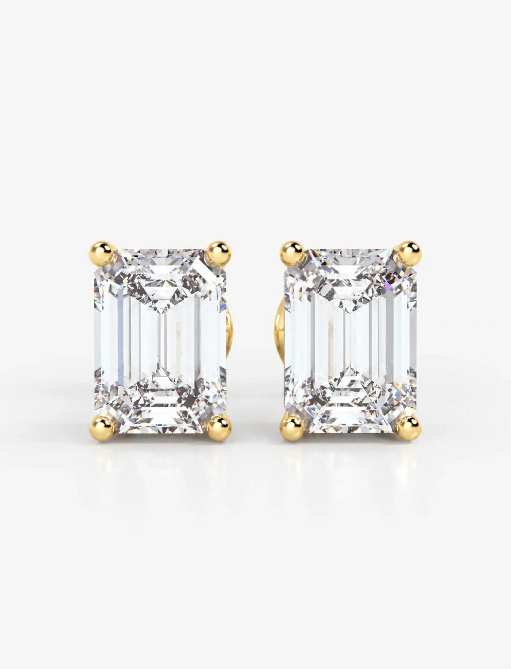 Emerald Diamond Graff Push Stud Earring D/VS2 2.80 Carat IGI Lab Grown Diamond Earring In 18K Yellow Gold- UK Hallmarked