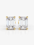Emerald Diamond Graff Push Stud Earring D/VS2 2.80 Carat IGI Lab Grown Diamond Earring In 18K Yellow Gold- UK Hallmarked
