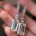 CERTIFIED 25 carat Emerald Diamond Dangle Drop Earring in Platinum 25carat