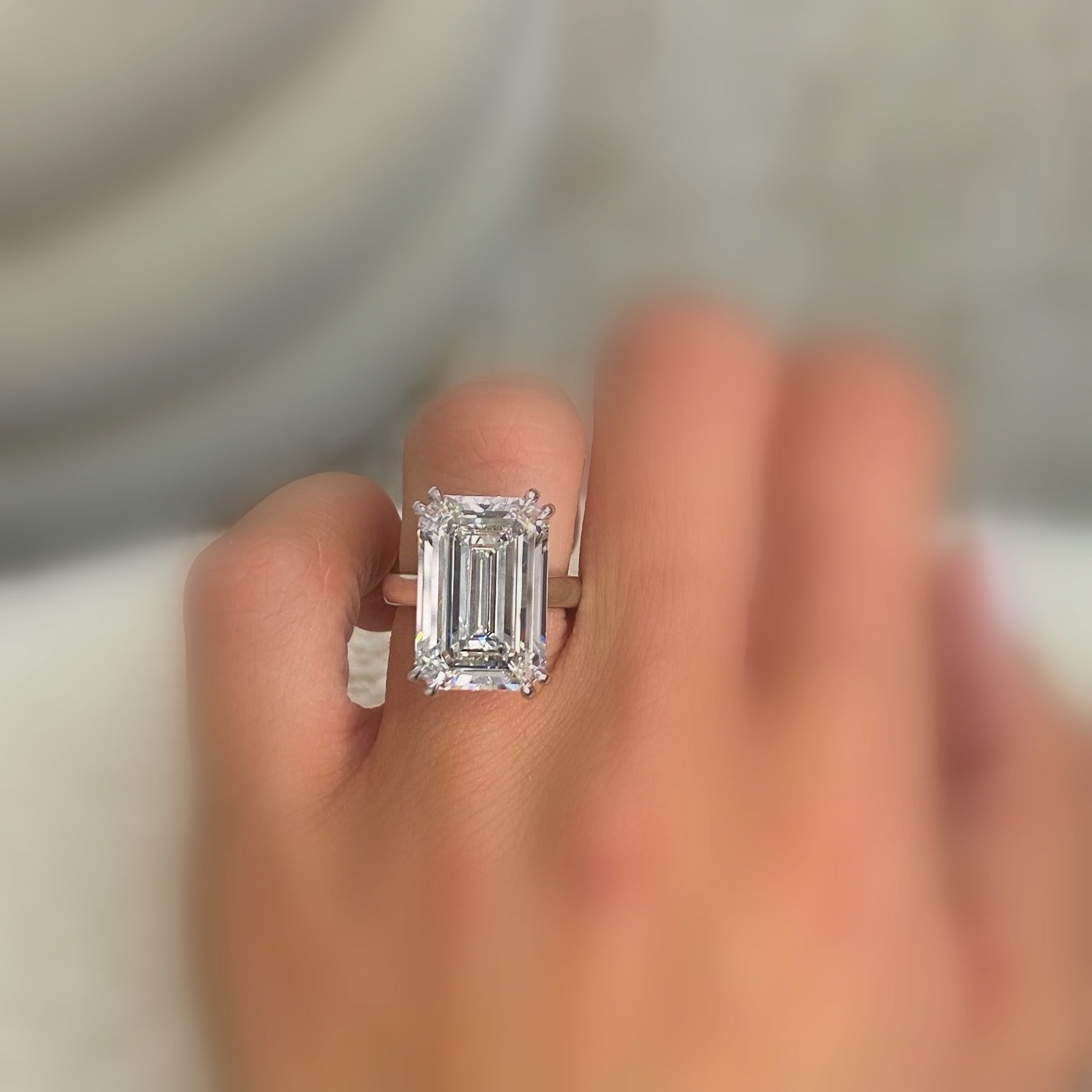 Certified 11.36CT Emerald Lab Grown Diamond Engagement Ring in Platinum