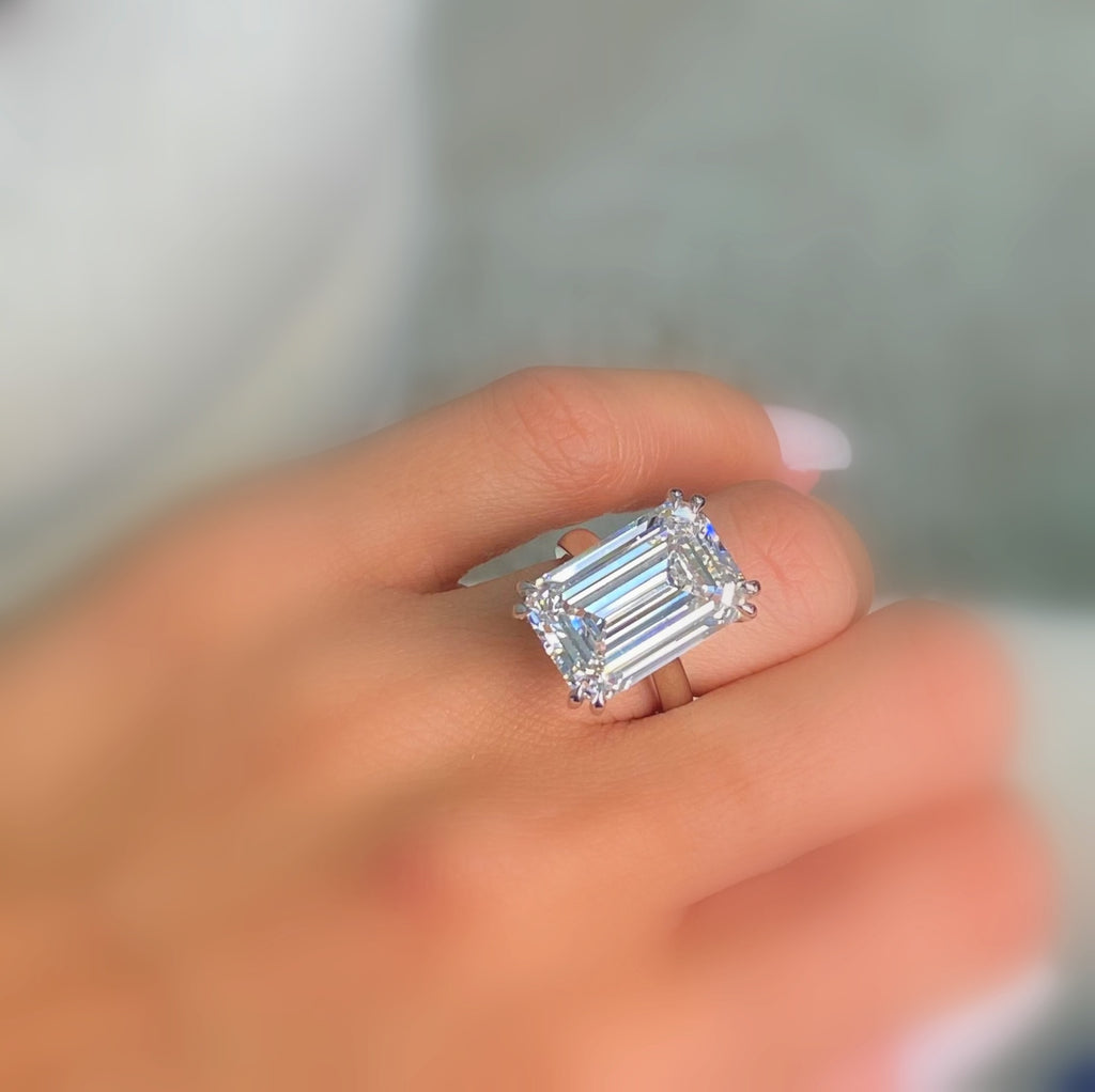 Certified 11.36CT Emerald Lab Grown Diamond Engagement Ring in Platinum