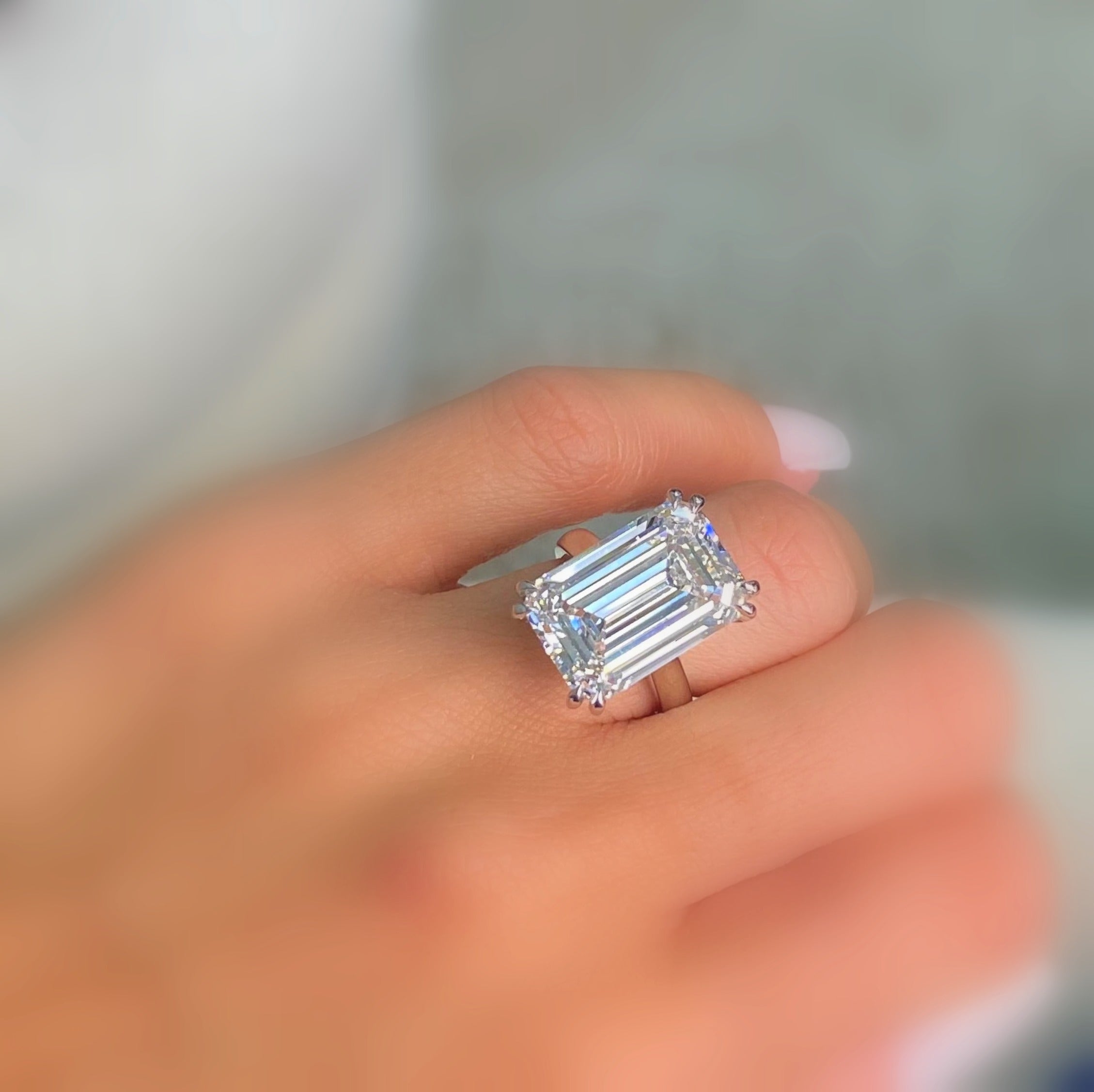 Certified 11.36CT Emerald Lab Grown Diamond Engagement Ring in Platinum