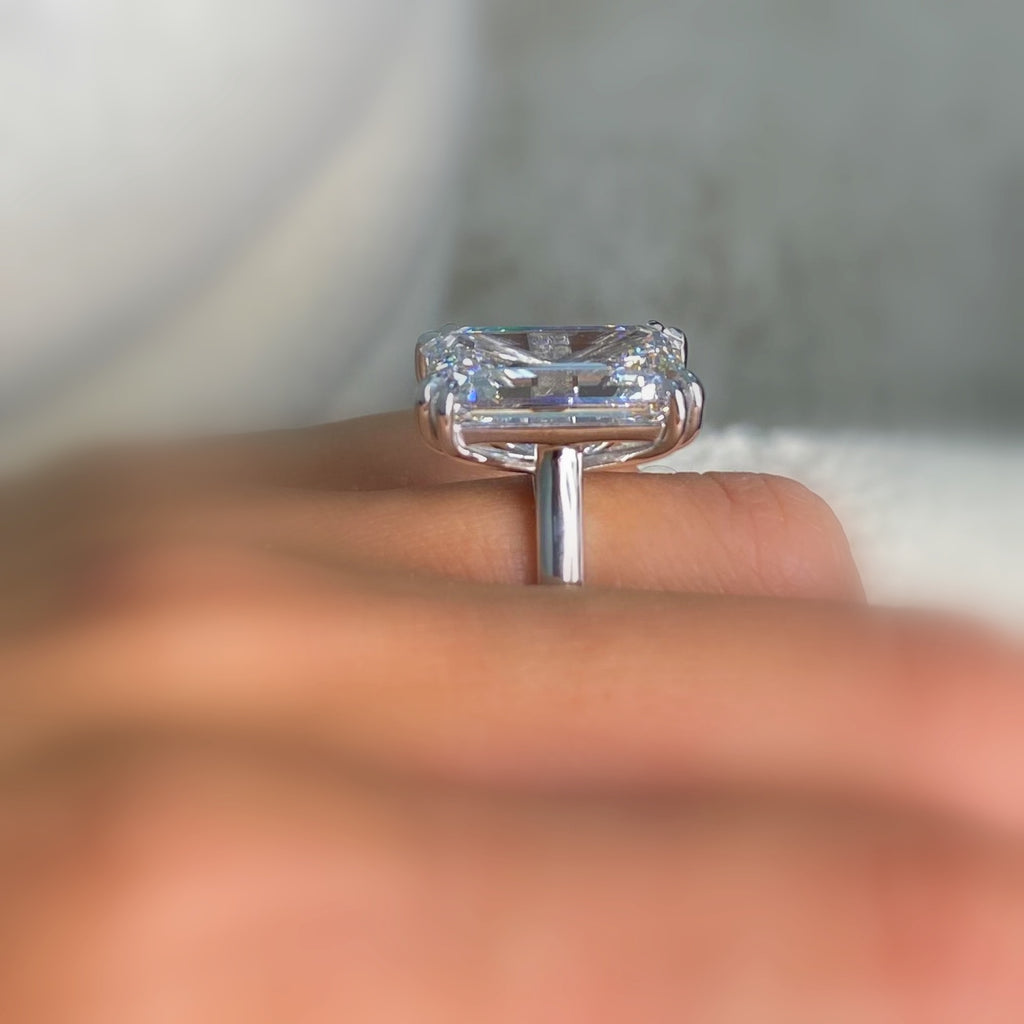 Certified 11.36CT Emerald Lab Grown Diamond Engagement Ring in Platinum