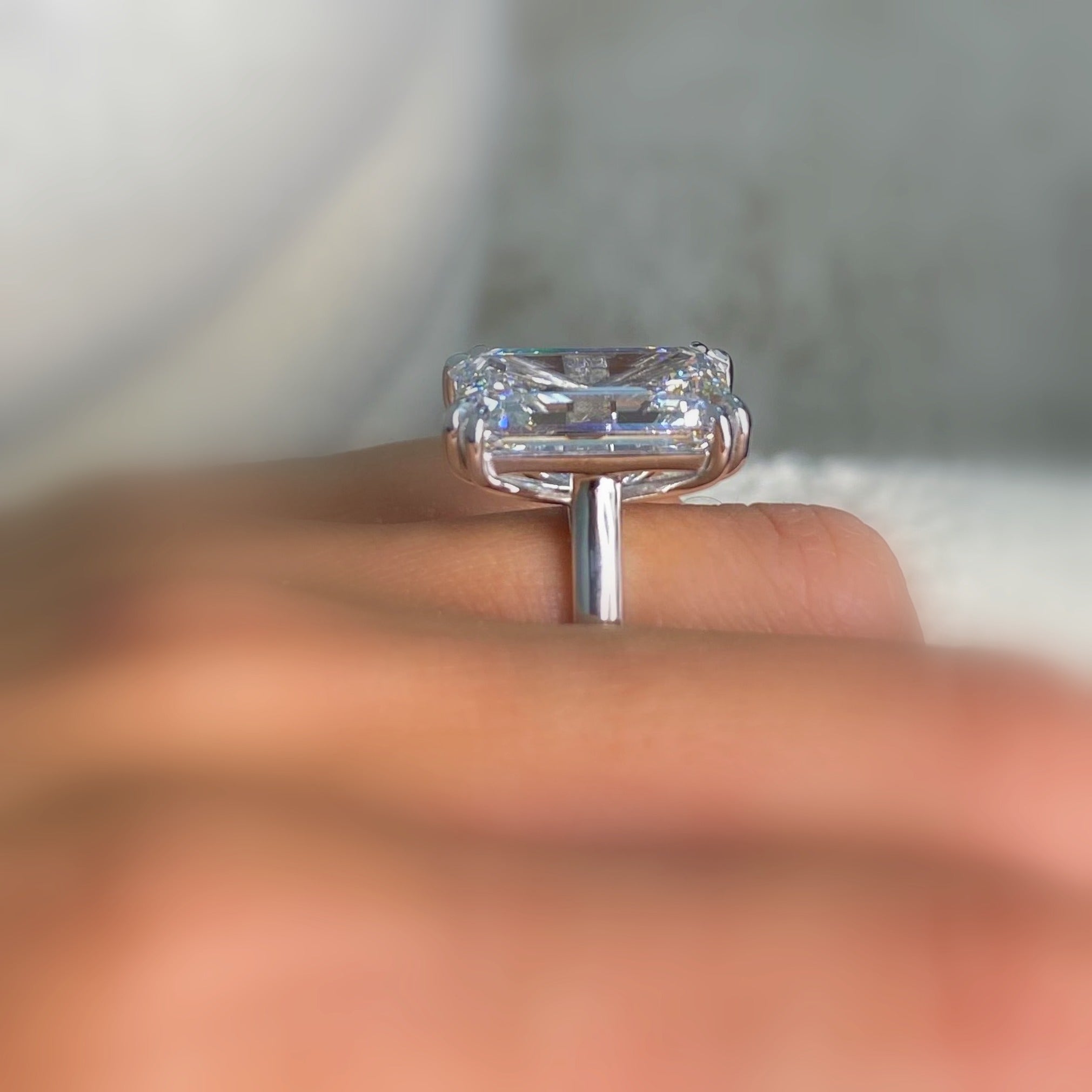 Certified 11.36CT Emerald Lab Grown Diamond Engagement Ring in Platinum