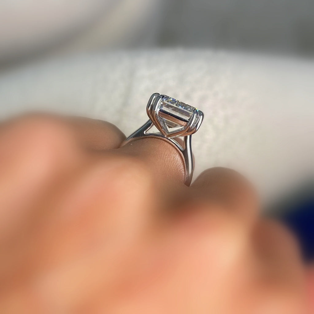 Certified 11.36CT Emerald Lab Grown Diamond Engagement Ring in Platinum