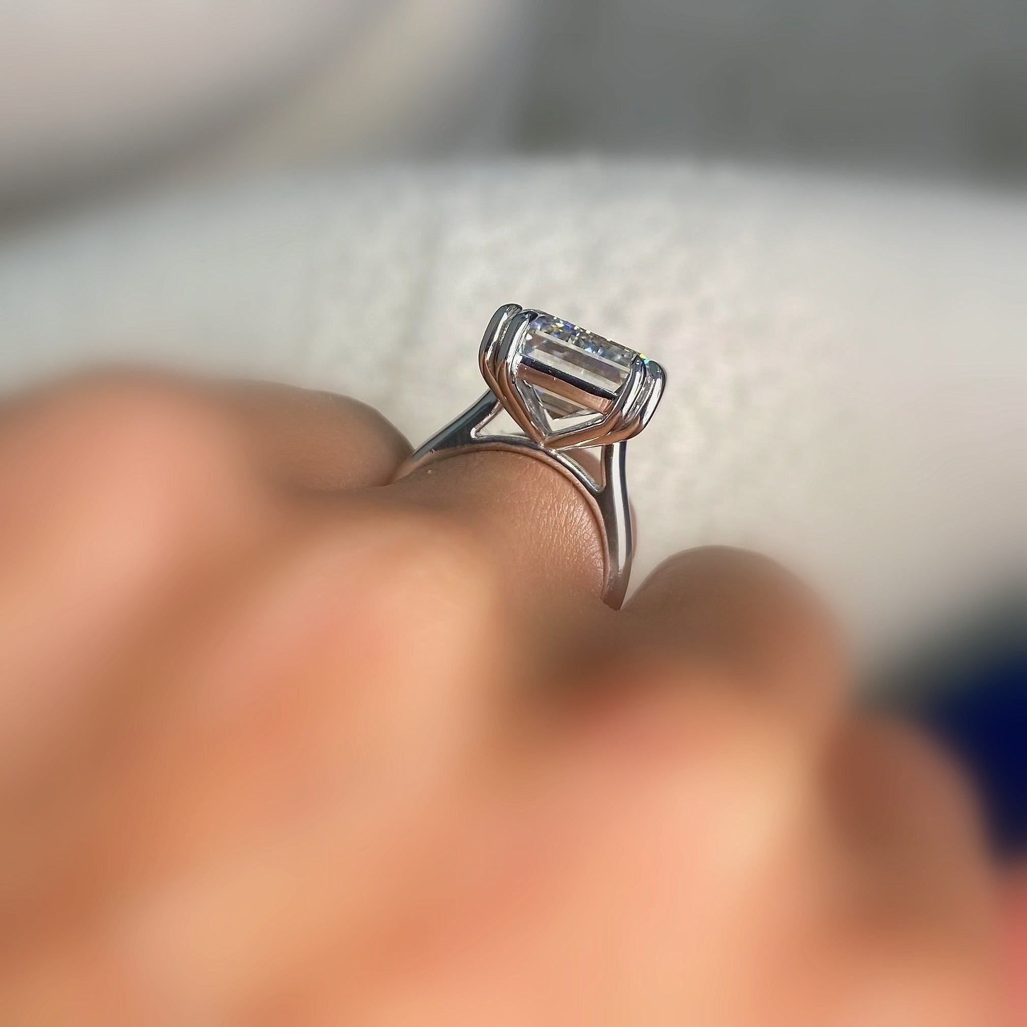 Certified 11.36CT Emerald Lab Grown Diamond Engagement Ring in Platinum