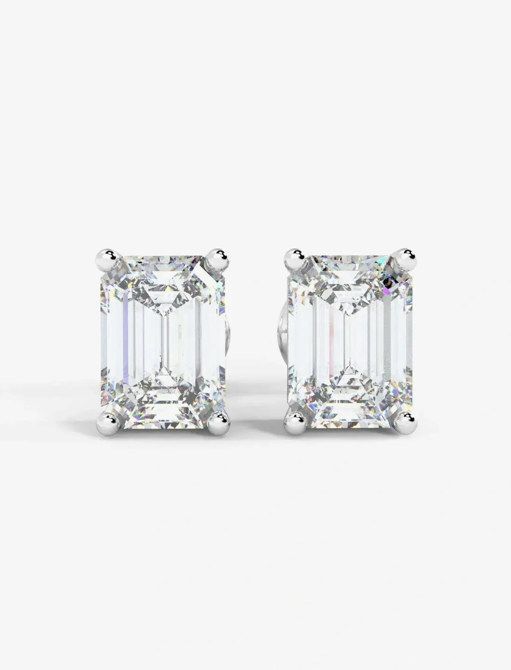 Emerald Diamond Stud Earring Screw Back 3.00 Carat IGI Lab Grown Diamond Earring Hallmarked Platinum
