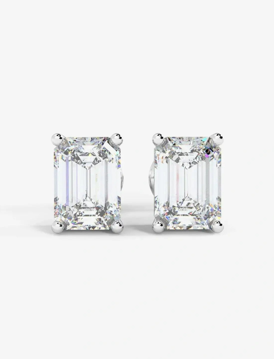 Emerald Diamond Stud Earring Screw Back 3.00 Carat IGI Lab Grown Diamond Earring Hallmarked Platinum