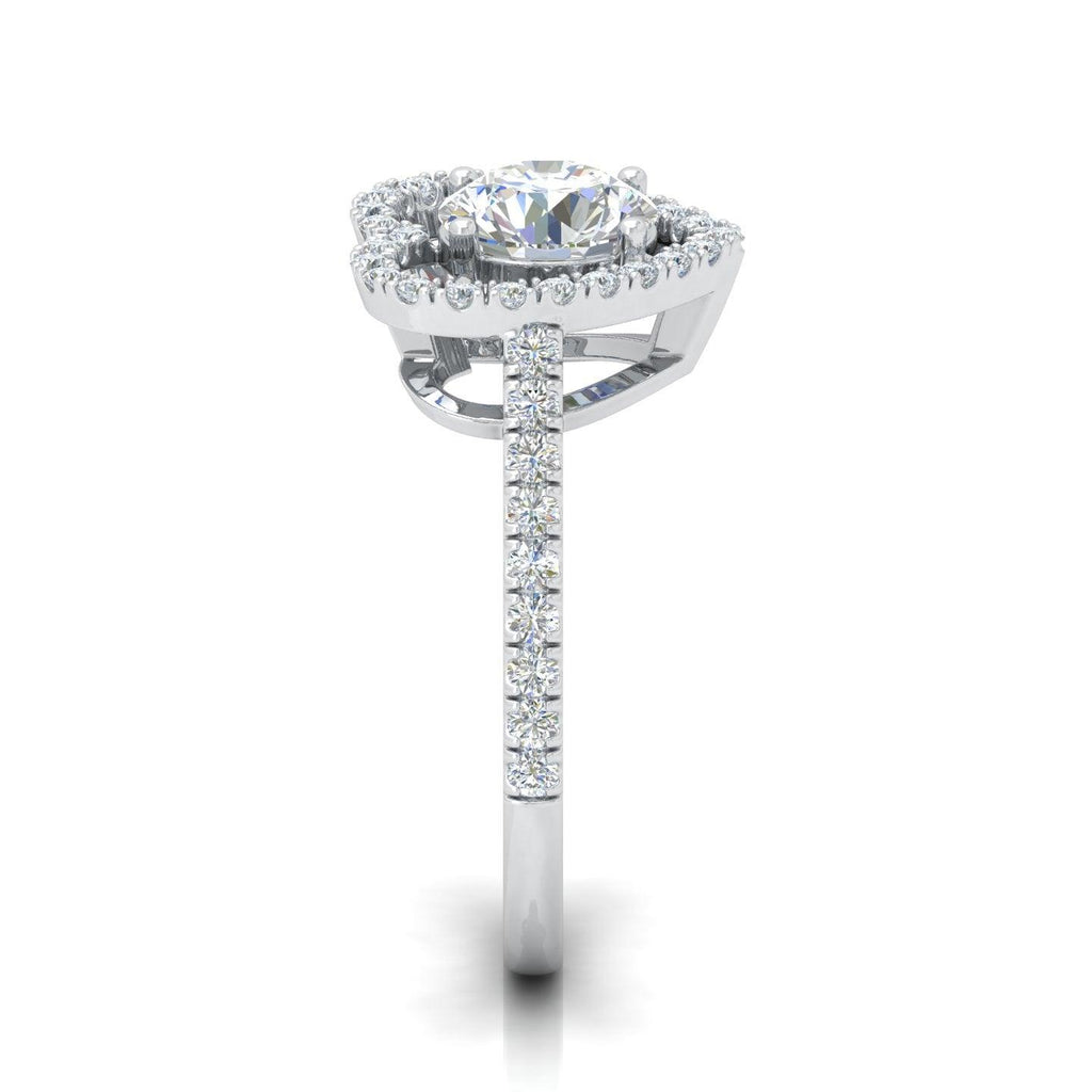 IGI Certified Round Diamond Heart Shape Halo Engagement Ring
