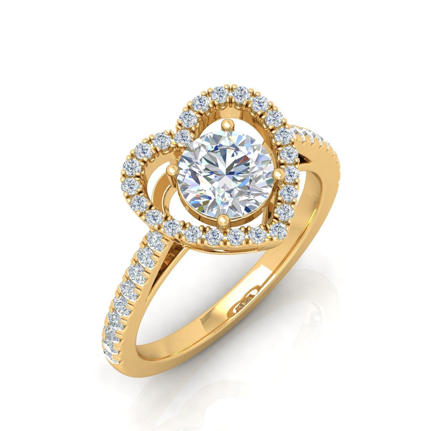 IGI Certified Round Diamond Heart Shape Halo Engagement Ring