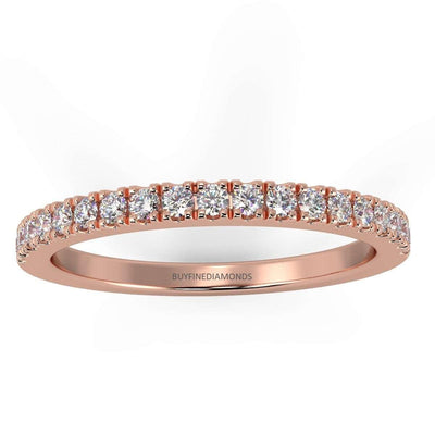 0.15Ct Round Diamond Micro Pave Set Half Eternity Ring in White , Yellow, Rose Gold