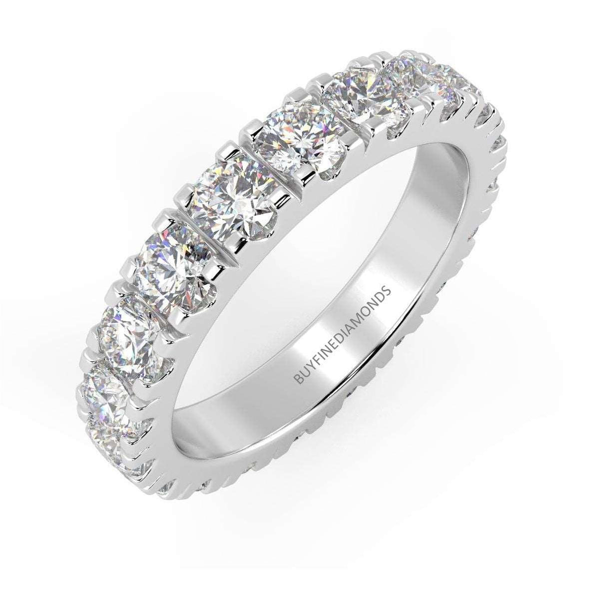 2.00Ct D/VS Round Diamond Micro Pave Set Full Eternity Ring in Hallmarked Platinum & 18k Gold