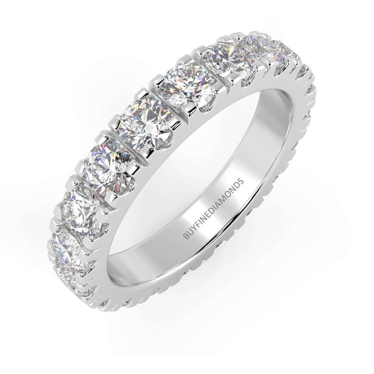 2.00Ct D/VS Round Diamond Micro Pave Set Full Eternity Ring in Hallmarked Platinum & 18k Gold
