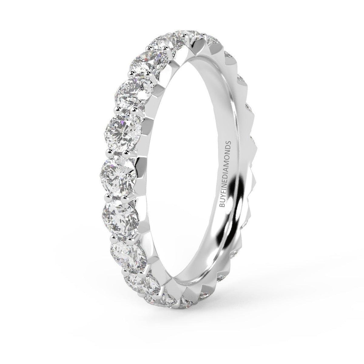 Round Lab Diamond French Pave Full Eternity Ring for Women's - 1.00Ct - 3.00Ct - D/VS
