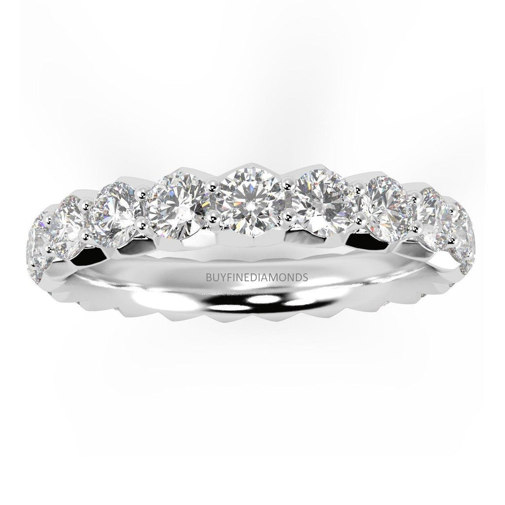 Round Lab Diamond French Pave Full Eternity Ring for Women's - 1.00Ct - 3.00Ct - D/VS
