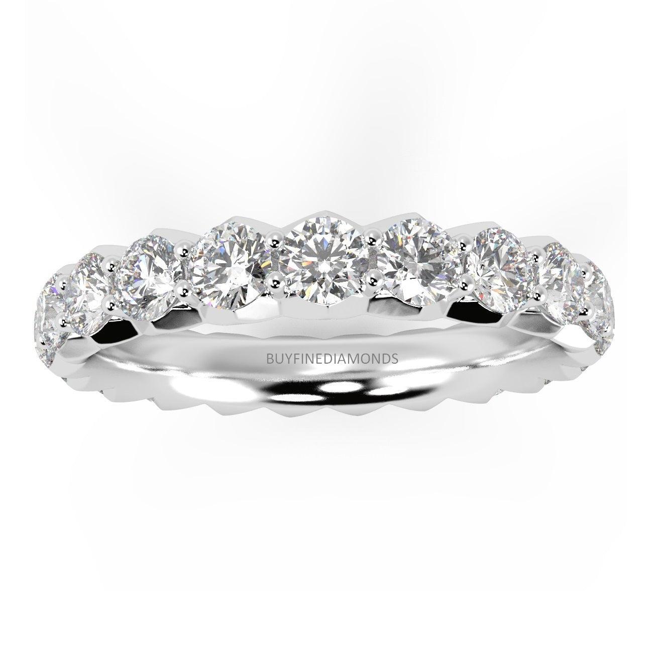 Round Lab Diamond French Pave Full Eternity Ring for Women's - 1.00Ct - 3.00Ct - D/VS