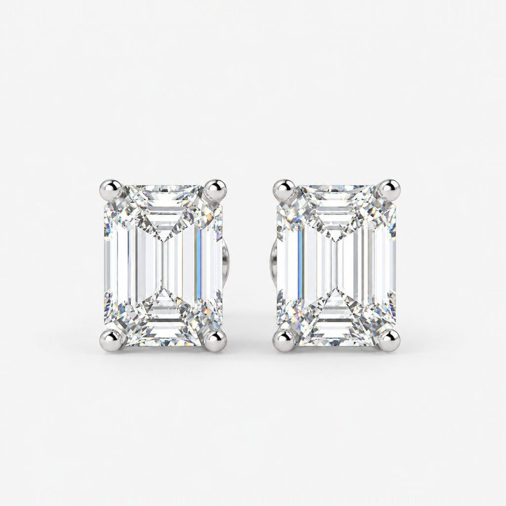 GIA Certified 2.00Ct E-F/VVS2 Emerald Diamonds Stud Earring In Platinum
