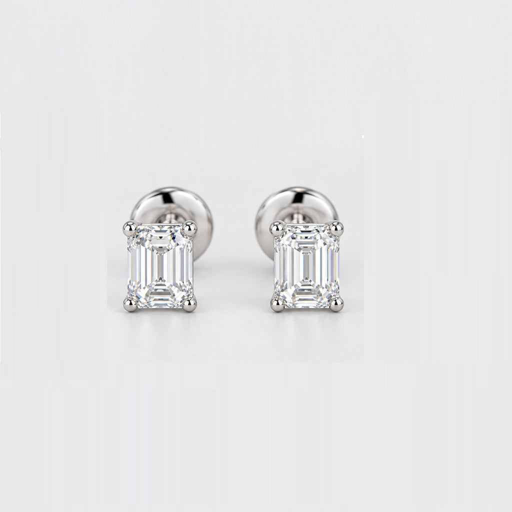 GIA Certified E/VVS2 0.30 Carat Emerald Stud Earrings 950 Platinum