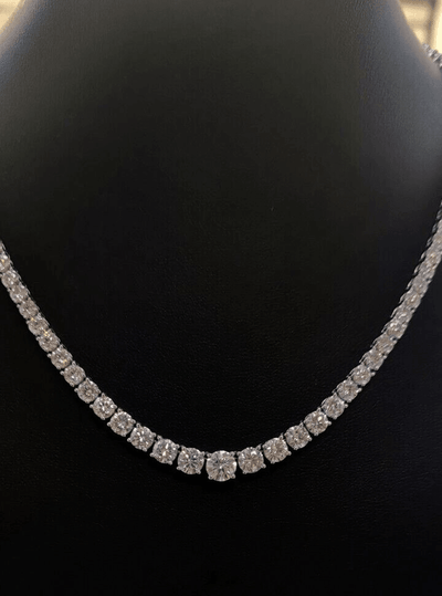 D/VS 22.00Ct Lab Grown Round Diamond Graduated Necklace in Hallmarked 18k White Gold