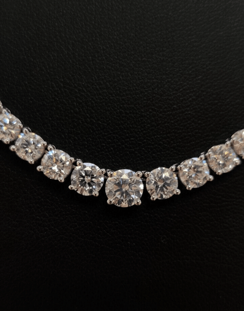 15.50Ct Round Lab Grown Diamond Graduated Necklace in Hallmarked 9k White Gold - D/VVS