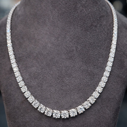 22ct Round Diamond Graduated Necklace – White Gold, D/VS