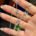 Special Deal ! IGI Certified 6.00 Ct Fancy Green Pear Diamond Necklace in White Gold