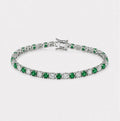 Natural Colombian Emerald and Diamond Tennis Bracelet in White Gold 6.50Ct