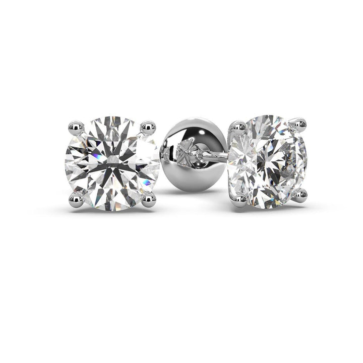 1.00 Carat D/VVS Round Diamond Push Back Stud Earring In 9K Gold