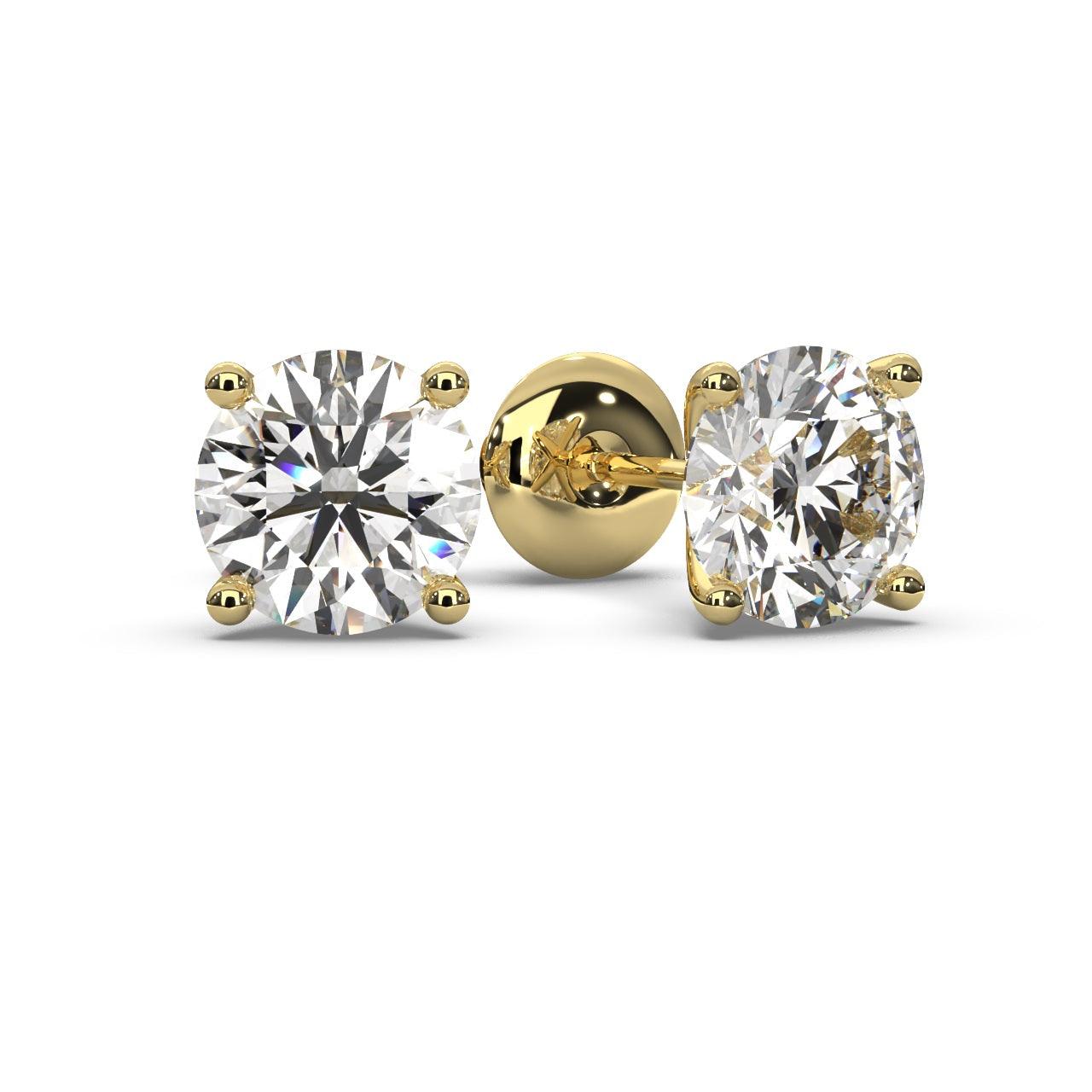 Certified D/VVS 2.00Ct Lab Grown Round Diamond Martini Stud Earrings in 18k Yellow Gold