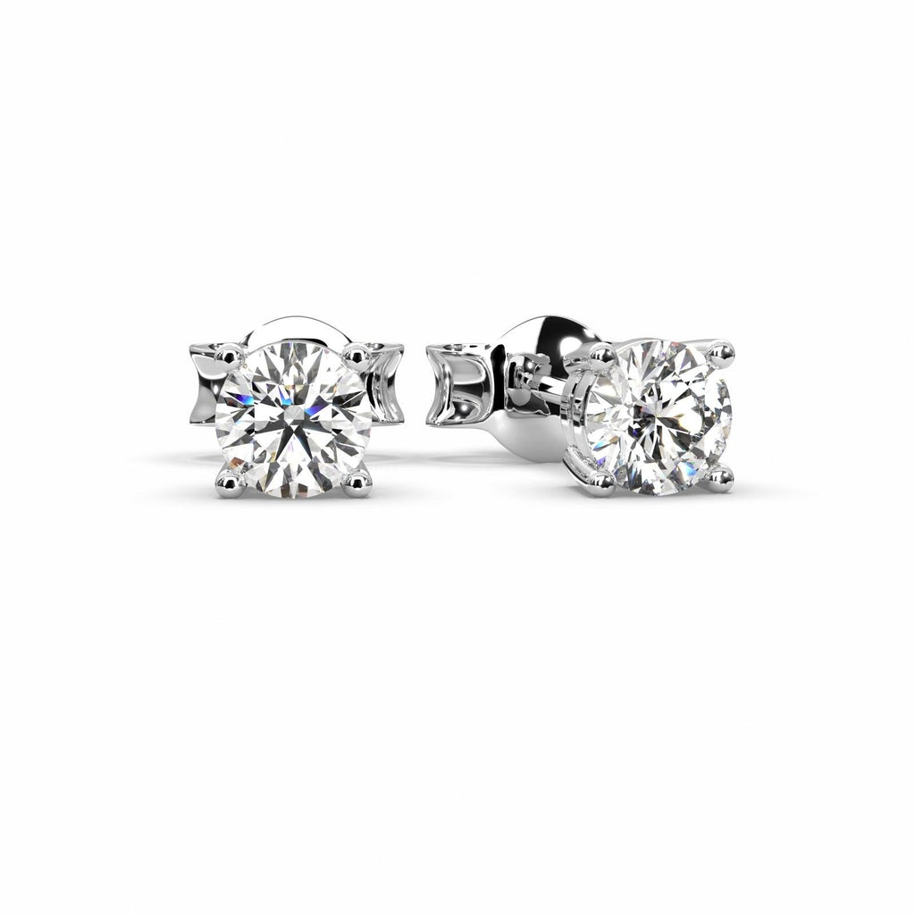 Best Gift ! D/VVS Round Diamond Stud Earrings in White Gold - 0.25 - 0.50Carat