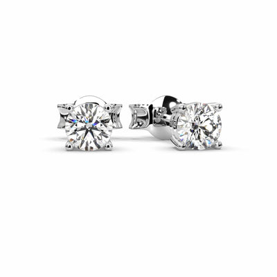 Best Gift ! D/VVS Round Diamond Stud Earrings in White Gold - 0.20 - 0.50Carat