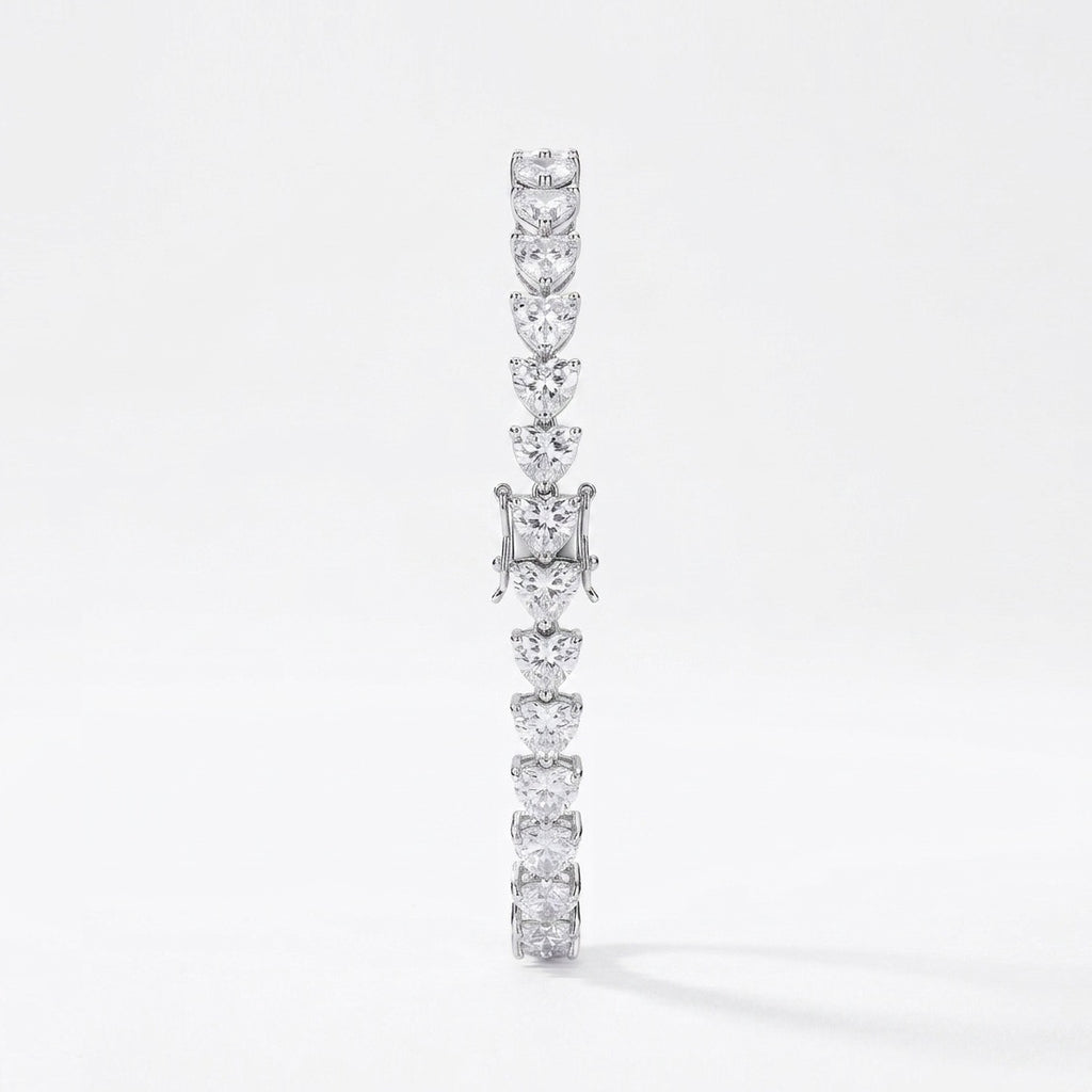 30.00ct Heart Diamond Tennis Bracelet - Platinum (Angle View 10)