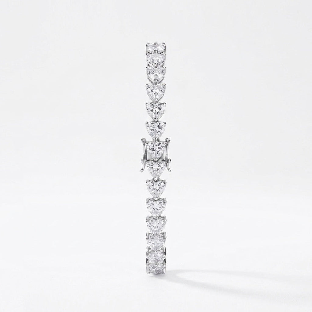 30.00ct Heart Diamond Tennis Bracelet - Platinum (Angle View 10)
