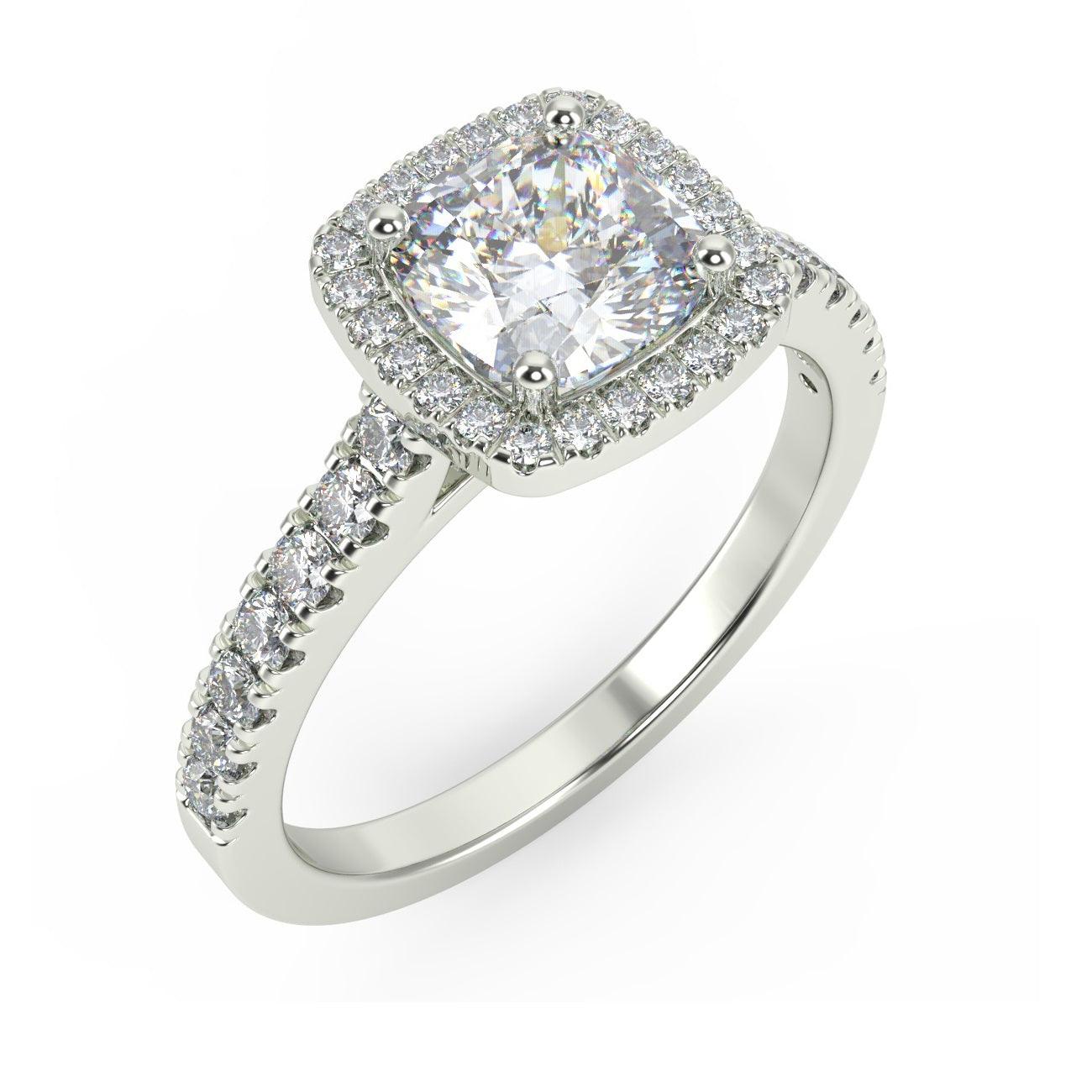 Last Piece IGI Certified Huge Cushion Diamond Halo Engagement Ring Platinum