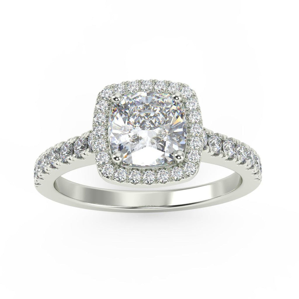 Last Piece IGI Certified Huge Cushion Diamond Halo Engagement Ring Platinum