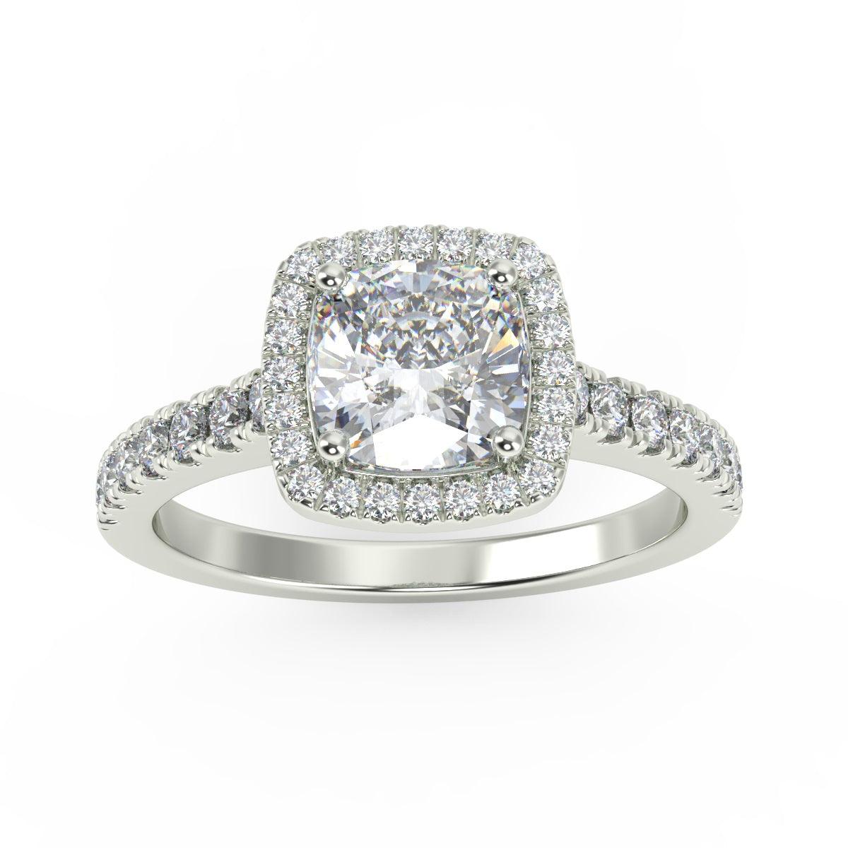 Last Piece IGI Certified Huge Cushion Diamond Halo Engagement Ring Platinum