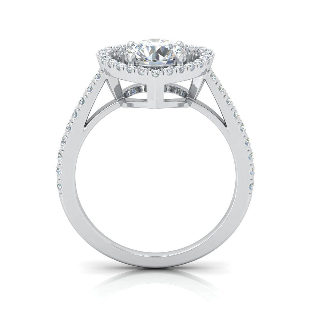 IGI Certified Round Diamond Heart Shape Halo Engagement Ring