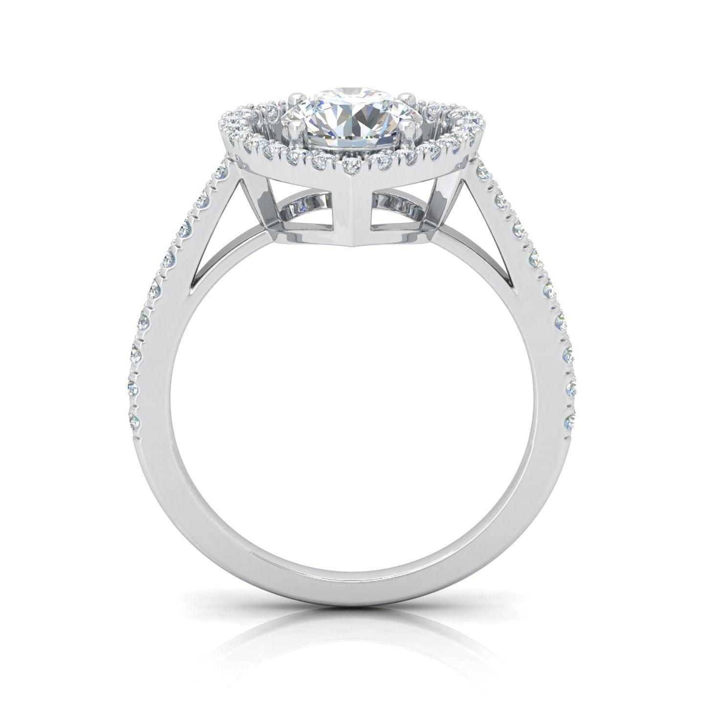 IGI Certified Round Diamond Heart Shape Halo Engagement Ring