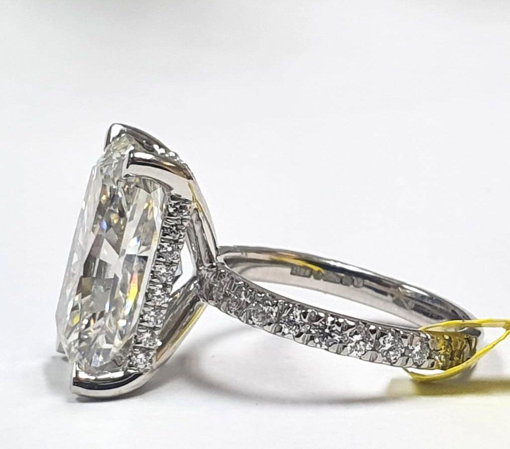 7.50CT IGI Certified Diamond Radiant Cut Hidden Halo Women's Engagement Ring - Platinum