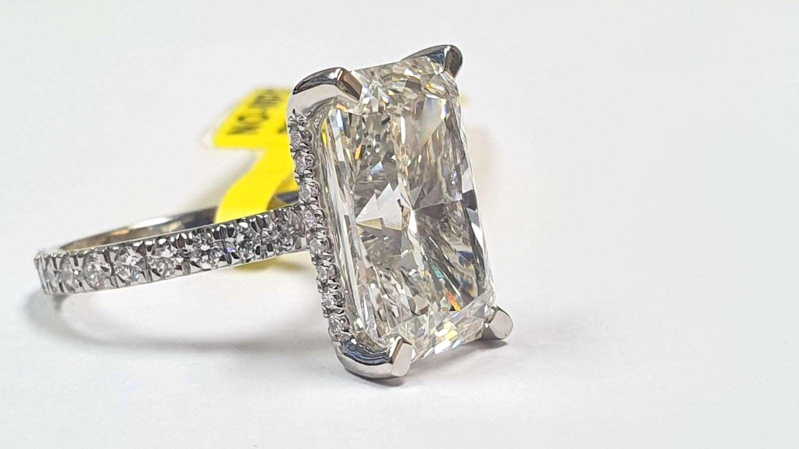 7.50CT IGI Certified Diamond Radiant Cut Hidden Halo Women's Engagement Ring - Platinum