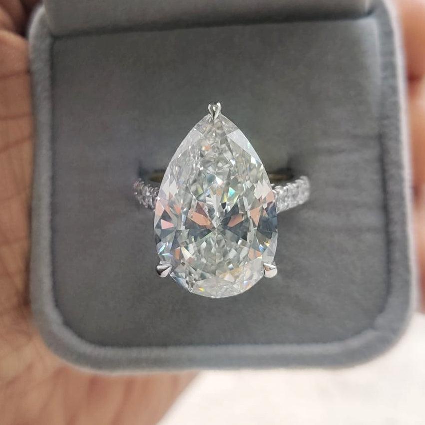 9.50 Carat IGI Certified Pear Shape Diamond Women's Engagement Ring