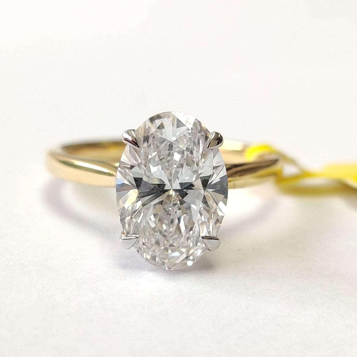 3.00Ct 6.00 CT IGI Certified Diamond Oval Cut Solitaire Engagement Ring in 18k Yellow Gold
