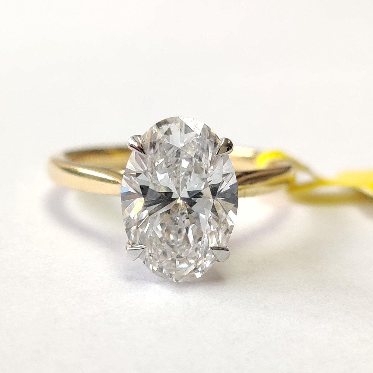 3.00 CT IGI Lab Oval Diamond Solitaire Engagement Ring - E/VS