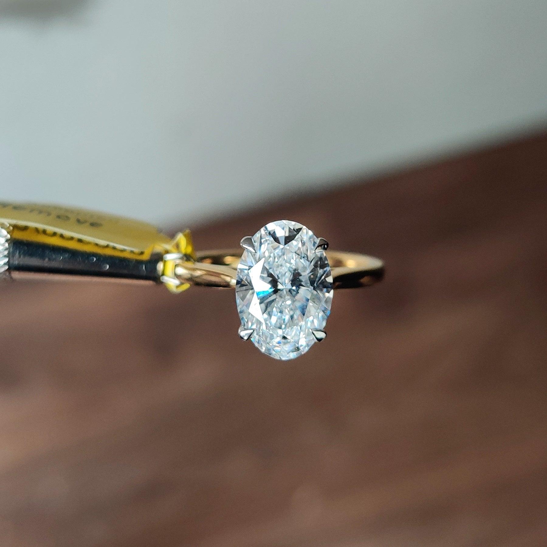 3.00 CT IGI Lab Oval Diamond Solitaire Engagement Ring - E/VS