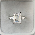 IGI Certified 4.75Ct F/VS Emerald Cut Diamond Trilogy Engagement Ring