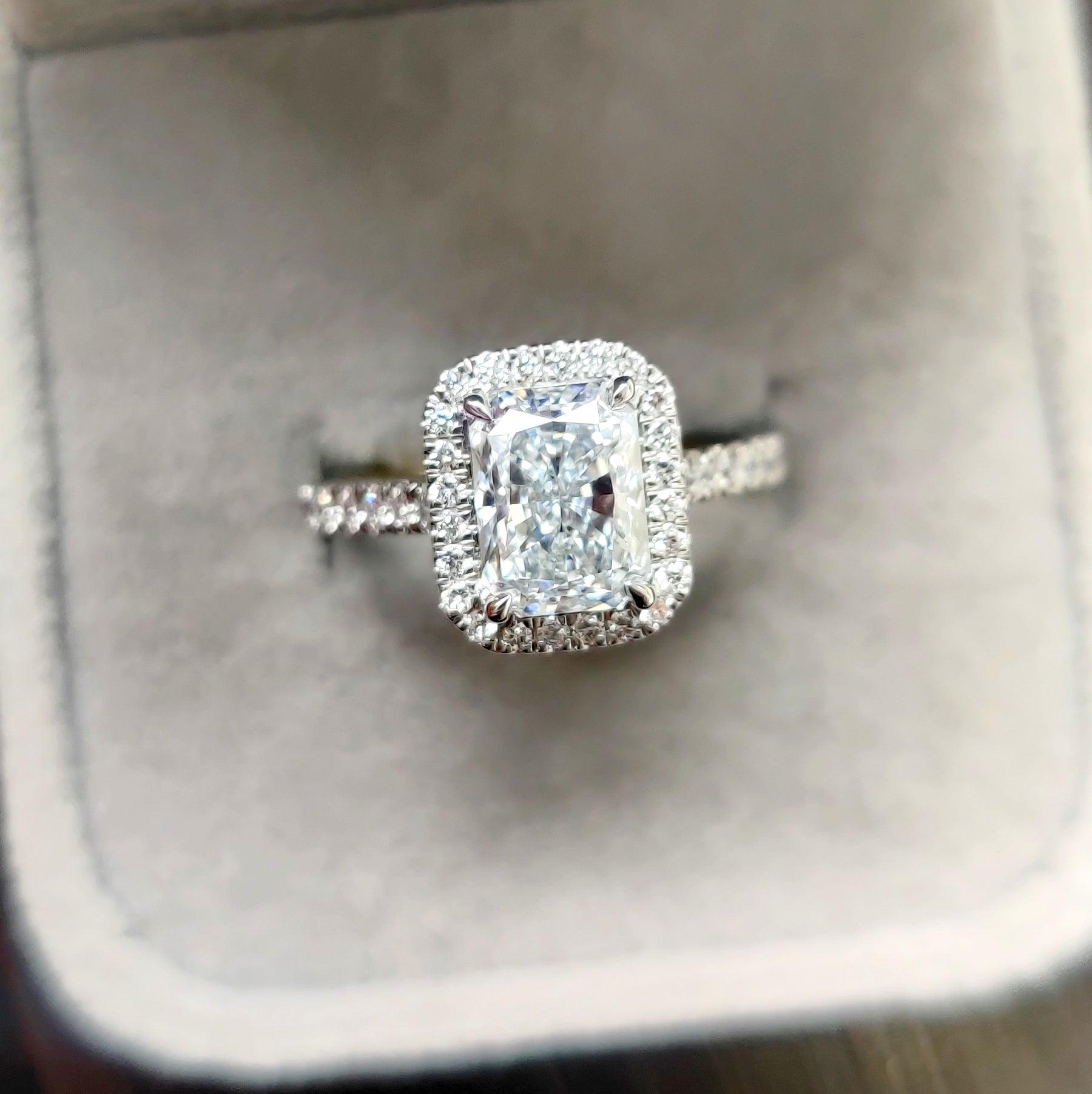 4.50 Ct IGI Certified Radiant Cut Diamond Halo Engagement Ring In Platinum