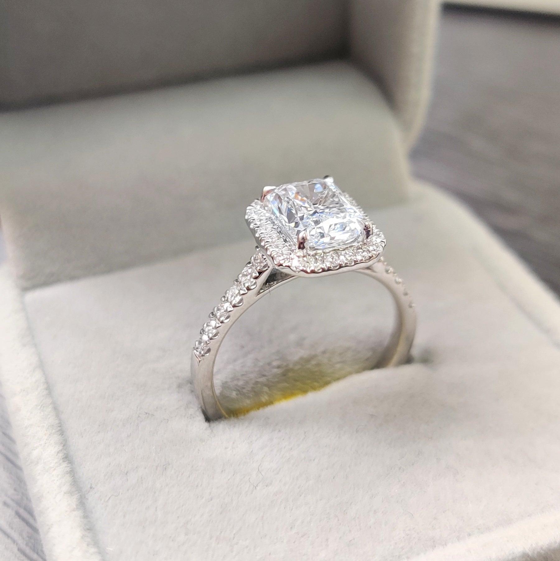 5.50Ct IGI Certified Radiant Cut Diamond Halo Engagement Ring In Platinum