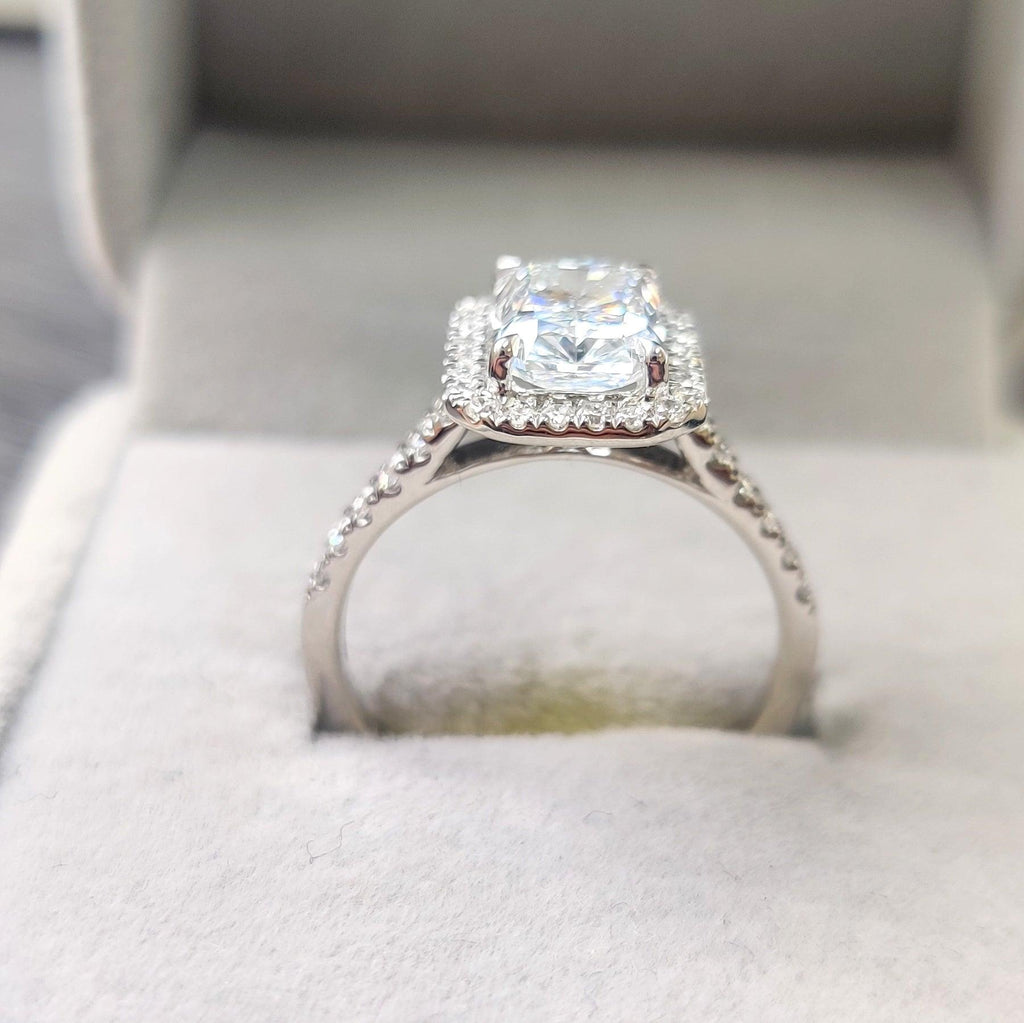 5.50Ct IGI Certified Radiant Cut Diamond Halo Engagement Ring In Platinum