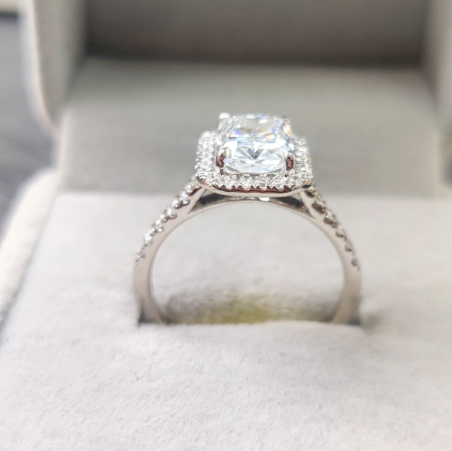 5.50Ct IGI Certified Radiant Cut Diamond Halo Engagement Ring In Platinum